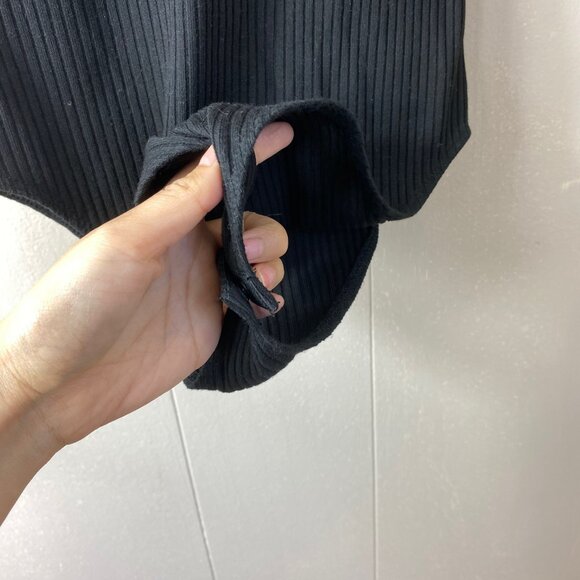 Zara Black Knit Ribbed Sweet Heart Neckline Bodysuit Top Size Small - Picture 6 of 10